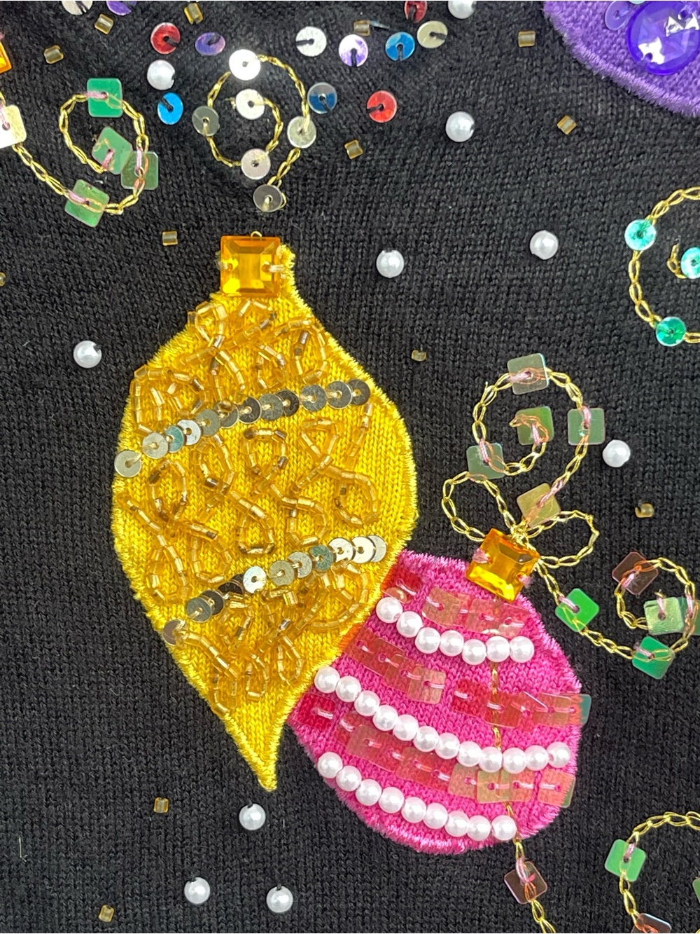 Just B Vintage Holiday Theme Embellished Top Large - Picture 4 of 7